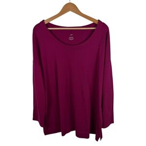 J Jill Simply Supima Scoop Neck Tunic Top Size 2X Magenta Stretch Comfy Cotton
